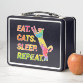 Eet, slaap, katten, herhaal - Kleurrijke kattenlie (In situ)