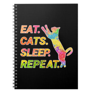 Eet, slaap, katten, herhaal - Kleurrijke kattenlie Notitieboek