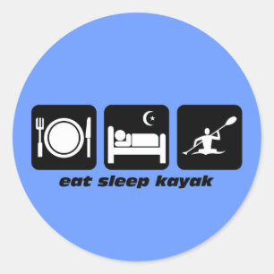 eet slaap kayak ronde sticker