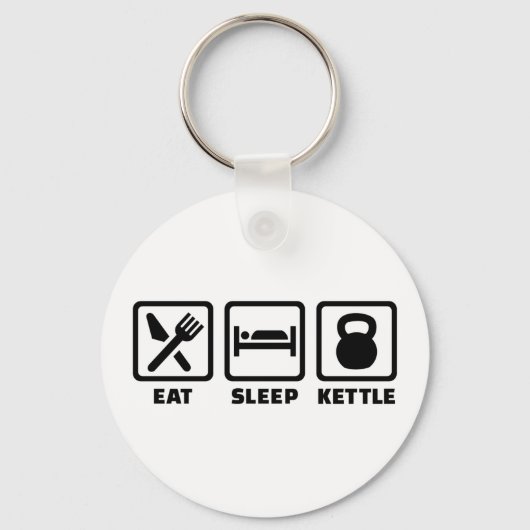 Eet slaap Kettlebell Sleutelhanger (Voorkant)