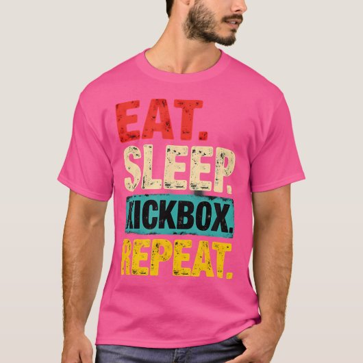 Eet Slaap Kickbox Herhaal Kickboxing MMA Boxer T-shirt (Voorkant)