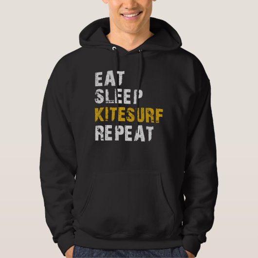 Eet slaap kitesurf-herhaling hoodie (Voorkant)