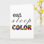 Eet Slaap Kleur Regenboog Ontwerp Kaart (Gele Bloem)