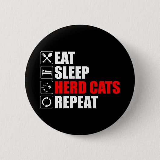 Eet. Slaap. Kuddekatten. Herhaal Ronde Button 5,7 Cm (Voorkant)