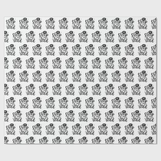 Eet slaap Lees boek liefhebber Cadeaupapier (Vlak)