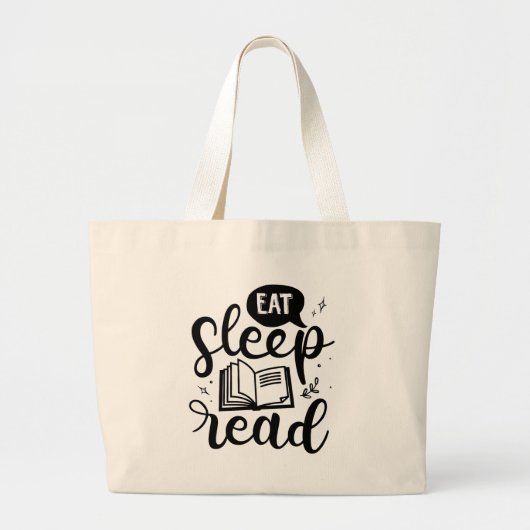Eet slaap Lees boek liefhebber Grote Tote Bag (Voorkant)