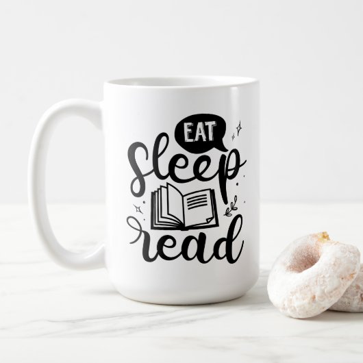 Eet slaap Lees boek liefhebber Koffiemok (Met donut)