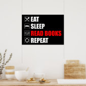 Eet. Slaap. Lees boeken. Herhaal Poster (Keuken)