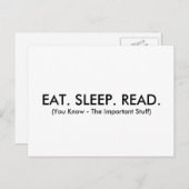Eet, slaap, lees Briefkaart (grappig) (Voorkant / Achterkant)