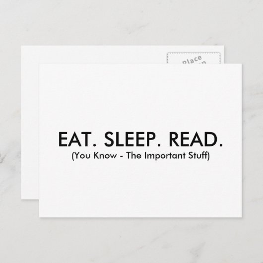 Eet, slaap, lees Briefkaart (grappig) (Voorkant / Achterkant)