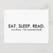 Eet, slaap, lees Briefkaart (grappig) (Voorkant)