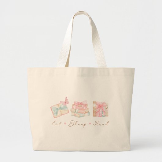 Eet Slaap Lees Coquette Boek Grote Tote Bag (Voorkant)