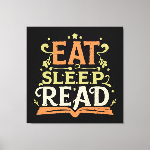 Eet Slaap Lees, Grappig Lezen Canvas Afdruk