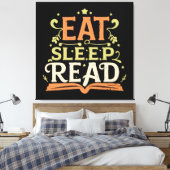 Eet Slaap Lees, Grappig Lezen Canvas Afdruk (Insitu (Slaapkamer))