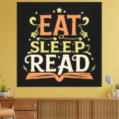 Eet Slaap Lees, Grappig Lezen Canvas Afdruk (Insitu (Woonkamer))