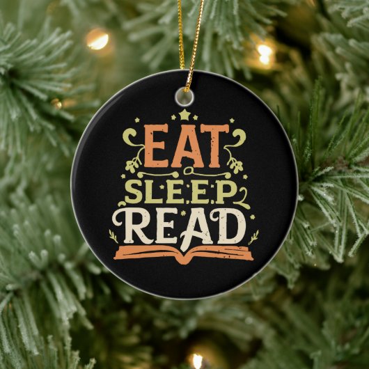 Eet Slaap Lees, Grappig Lezen Keramisch Ornament (Boom)
