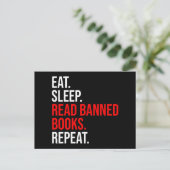 Eet. Slaap. Lees verboden boeken. Herhaal Briefkaart (Staand voorkant)