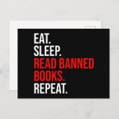 Eet. Slaap. Lees verboden boeken. Herhaal Briefkaart (Voorkant / Achterkant)