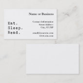 Eet. Slaap. Lees. Visitekaartje (Voorkant / Achterkant)