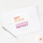 Eet Slaap Lesbisch Herhalen Ronde Sticker (Envelop)