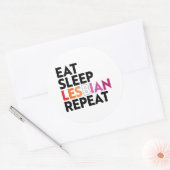 Eet Slaap Lesbisch Herhalen Ronde Sticker (Envelop)