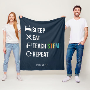 Eet Slaap Lesgeven STEM Wetenschapsleraar Fleece Deken