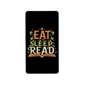 Eet slaap lezen, grappig lezen etiket (Voorkant)