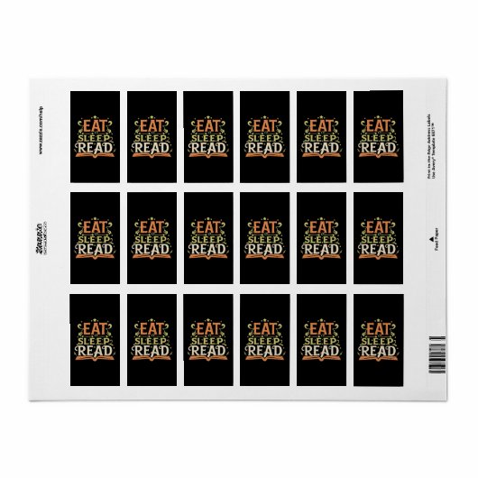 Eet slaap lezen, grappig lezen etiket (Full Sheet)