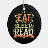 Eet slaap lezen, grappig lezen keramisch ornament (Links)