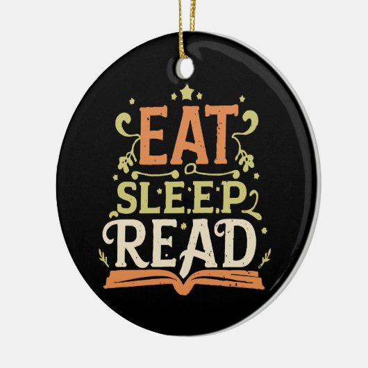 Eet slaap lezen, grappig lezen keramisch ornament (Links)