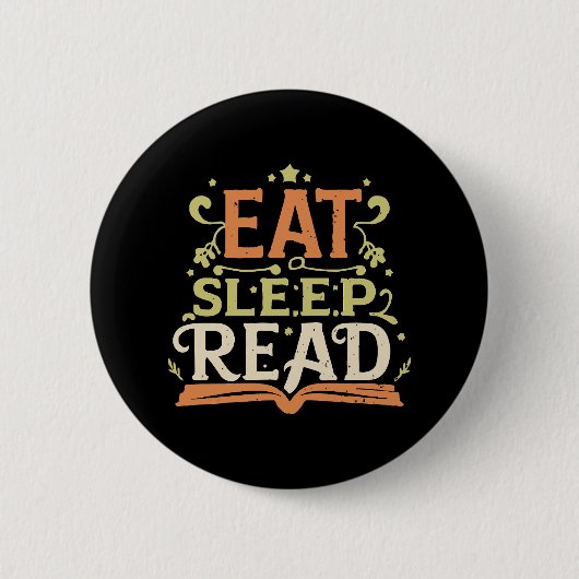 Eet slaap lezen, grappig lezen ronde button 5,7 cm (Voorkant)