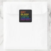 Eet Slaap LGBTQ Herhaal T-shirt Vierkante Sticker (Tas)