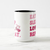 Eet Slaap Liefde Herhaal Valentijnsdag Kersenhart Mok (Midden)