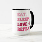 Eet Slaap Liefde Herhaal Valentijnsdag Kersenhart Mok (Voorkant rechts)