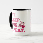 Eet Slaap Liefde Herhaal Valentijnsdag Kersenhart Mok (Voorkant links)