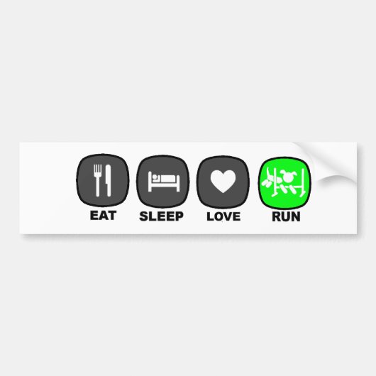 Eet. Slaap. Liefde. Ren. Groen Bumpersticker (Voorkant)