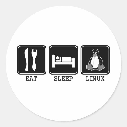 Eet. Slaap. Linux. Ronde Sticker (Voorkant)