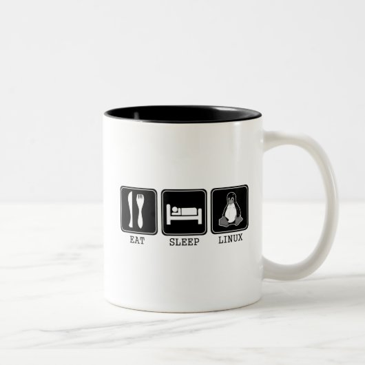 Eet. Slaap. Linux. Tweekleurige Koffiemok (Rechts)