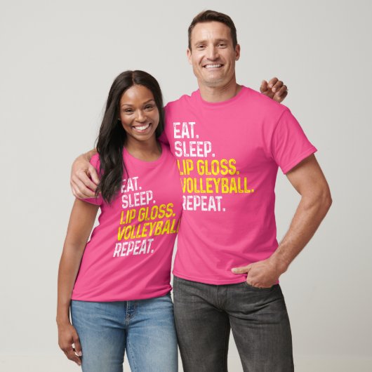 Eet Slaap Lip Gloss Volleybal Herhaal Grappige Vol T-shirt (Unisex)