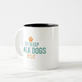 Eet Slaap lopen honden herhalen Grappige Puppy lov Tweekleurige Koffiemok (Voorkant links)