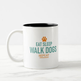 Eet Slaap lopen honden herhalen Grappige Puppy lov Tweekleurige Koffiemok