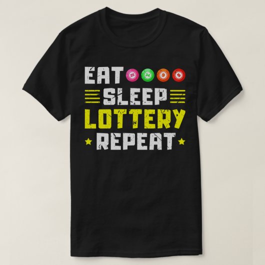 Eet Slaap Loterij Bingo T-shirt (Design voorkant)