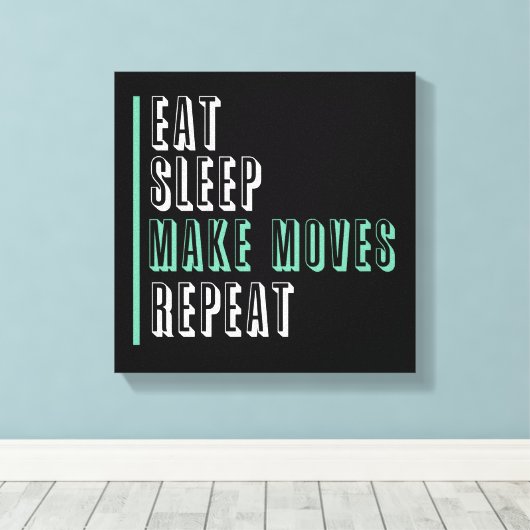 Eet slaap Maak bewegingen herhalen - ondernemer Canvas Afdruk (Insitu (Houten vloer))