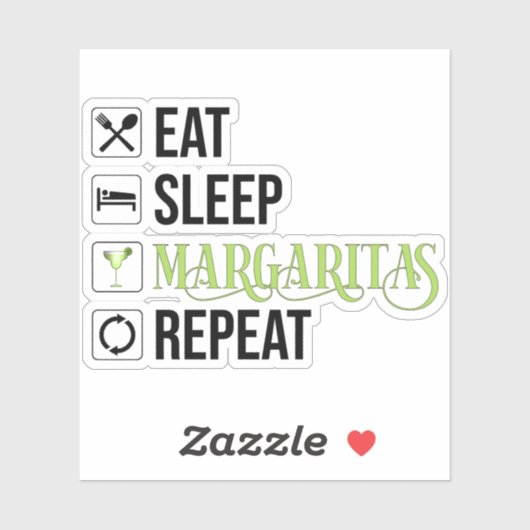 Eet Slaap Margaritas Herhaal Sticker (Vel)