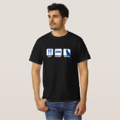 Eet slaap miauw - kat blauw t-shirt (Voorkant volledig)