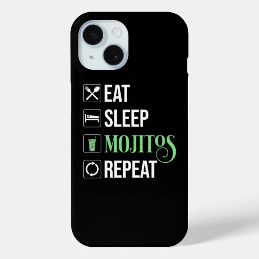 Eet Slaap Mojito's Herhaal Case-Mate iPhone Case (Achterkant)