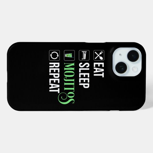 Eet Slaap Mojito's Herhaal Case-Mate iPhone Case (Achterkant (horizontaal))
