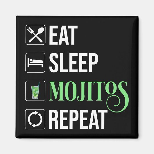 Eet Slaap Mojito's Herhaal Magneet (Voorkant)
