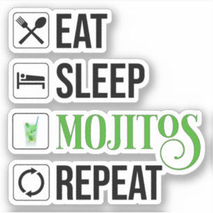 Eet Slaap Mojito's Herhaal Sticker