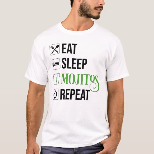 Eet Slaap Mojito's Herhaal T-shirt (Voorkant)